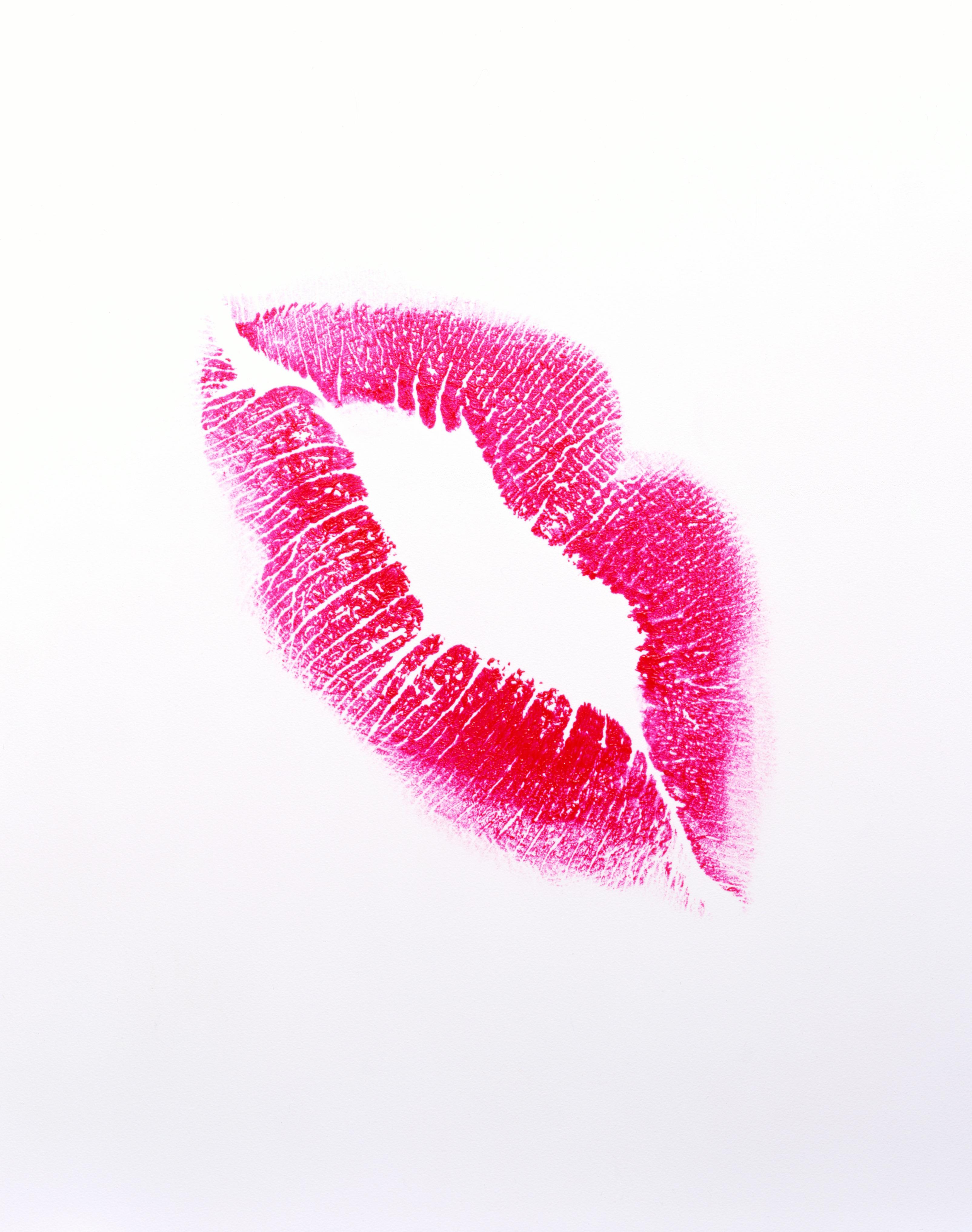 Lipstick kiss on white background