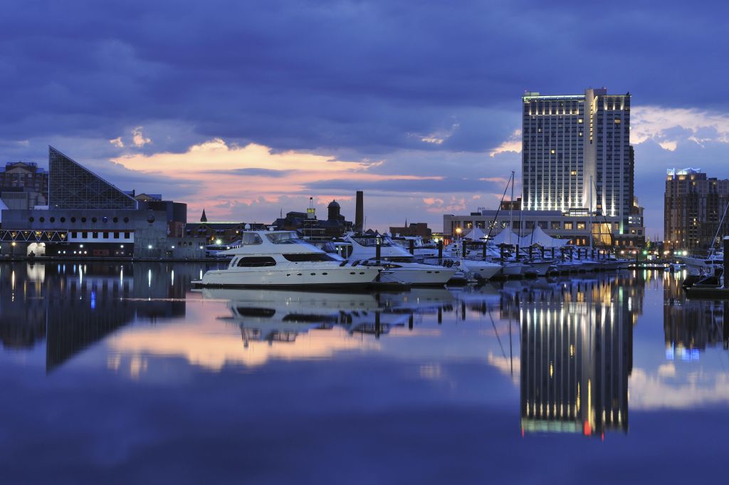 Inner Harbor With Yachts at Daybreak, Baltimore